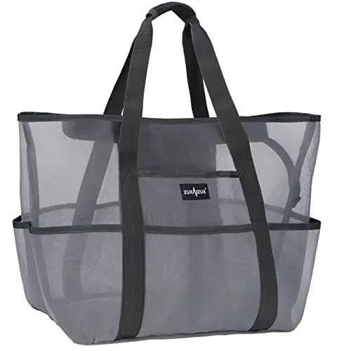 Produktbild: ZUXNZUX Strandtasche XXL Familie, Strandtasche mit Reißverschluss, Groß Faltbar Ultraleicht Badetasche Tasche Schwimmtasche Shopper Faltbar Damen Herren für Sommer Strand Urlaub