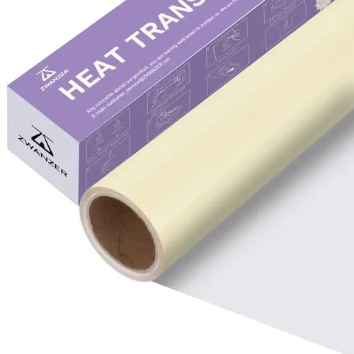 Produktbild: Zwanzer Plotterfolie Textil Creme, 30.5cm × 3.66m Flexfolie für Cricut und Silhouette Cameo, Verwendet in DIY-T-Shirt-Kleidung und Anderen Stoffen (Creme)