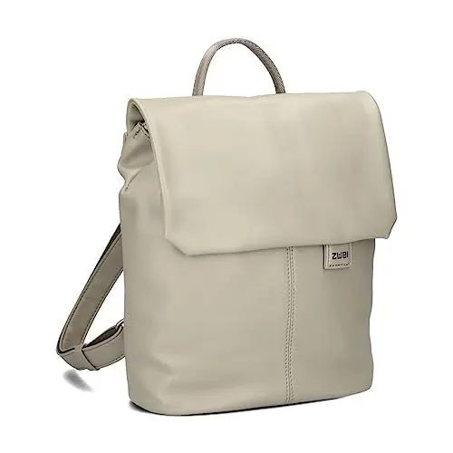Produktbild: Zwei Damen City-Rucksack Mademoiselle.M MR8 4 Liter klassisch-eleganter Damenrucksack, Magnet-Verschlussklappe, Hauptfach mit Reißverschluss, gepolstertes Trennfach, Rückenpolsterung (cement)