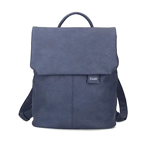 Produktbild: Zwei Damen City-Rucksack Mademoiselle.M MR8 4 Liter weiches hochwertiges Kunstleder, Verschlussklappe mit Magneten, Hauptfach mit Reißverschluss, gepolstertes Trennfach, Rückenpolsterung (nubuk-blue)