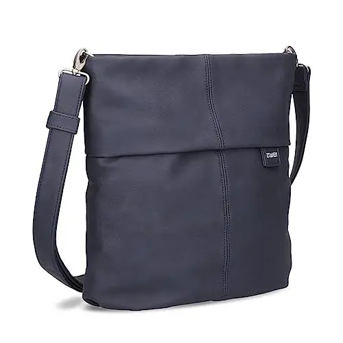 Produktbild: Zwei Damen Handtasche Mademoiselle.M M12 Umhängetasche 7 Liter Crossbody Bag, Schultertasche in DIN-A4-Größe, Schlüsselring, Geheimfach, inkl. extra kurzen abnehmbaren Schultergurt (nubuk-ink)