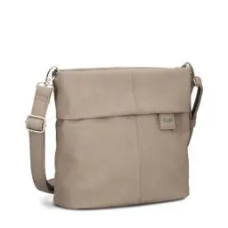 Produktbild: Zwei Damen Handtasche Mademoiselle.M M8 Crossbody Bag 3 L Umhängetasche aus Kunstleder mit Geheimfach & Hauptfach mit Reißverschluss, inkl. kurzem & langen abnehmbaren Schultergurt (nubuk-cappuccino)