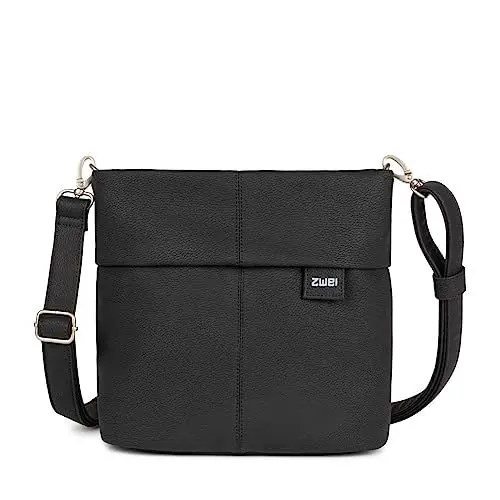 Produktbild: Zwei Damen Handtasche Mademoiselle.M M8 Crossbody Bag 3 L Umhängetasche aus Kunstleder mit Geheimfach & Hauptfach mit Reißverschluss, inkl. kurzem & langen abnehmbaren Schultergurt (nubuk-black)