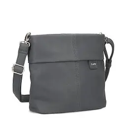 Produktbild: Zwei Damen Handtasche Mademoiselle M8 Umhängetasche 3 Liter klassische Crossbody Bag aus hochwertigem Kunstleder (velours-ash)