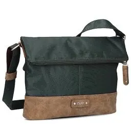 Produktbild: Zwei Damen Handtasche Olli OT6 erweiterbare Umhängetasche 2/4 Liter Crossbody Bag wasserabweisend robust strapazierfähig Canvas-Stil Vintage-Look (pine)