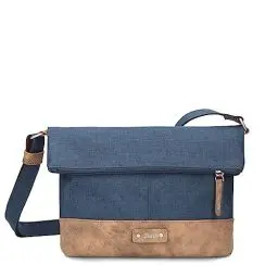 Produktbild: Zwei Damen Handtasche Olli OT6 erweiterbare Umhängetasche 2/4 Liter Crossbody Bag wasserabweisend robust strapazierfähig Canvas-Stil Vintage-Look (blue)
