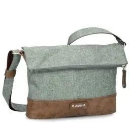 Produktbild: Zwei Damen Rolltop-Handtasche Olli OT6 Umhängetasche 2/4 Liter klassische Crossbody Bag wasserabweisend robust strapazierfähig Bicolor Design Schultertasche, hochwerti verarbeitet (eucalyptus)