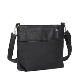 Produktbild: Zwei Damen Umhängetasche JANA J8 Crossbody Bag 3 Liter Bicolor Handtasche im Canvas-Stil, weiches Kunstleder, ideal für den Alltag, inkl. 2 abnehmbare Schultergurte kurz & lang (nubuk-black)