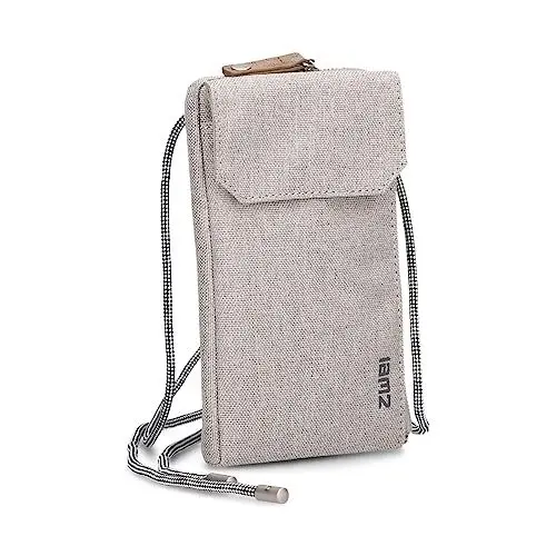 Produktbild: Zwei Handytasche zum Umhängen Olli OP30 Smartphone-Etui 19 x 11 cm, Kleingeldfach + 4 Kartensteckfächer, umlaufender Reißverschluss, längenverstellbarer Riemen, Robustes Material (Creme)
