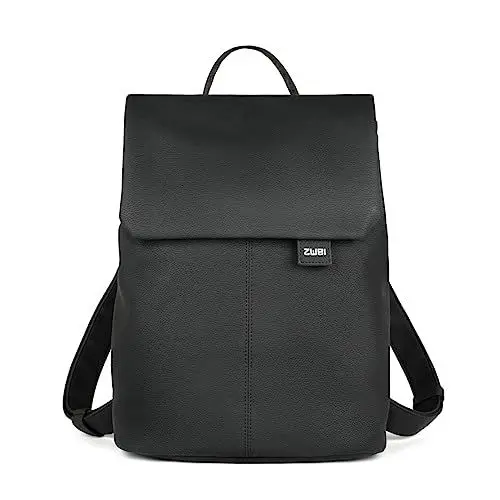 Produktbild: Zwei Damen City-Rucksack Mademoiselle.M MR13 Tagesrucksack 7 Liter, gepolstertes Laptopfach, Magnet-Verschlussklappe, Hauptfach mit Reißverschluss, Rückenpolsterung, klassisch-elegant (nubuk-black)