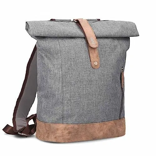Produktbild: Rolltop-Rucksack Olli O24 Tagesrucksack 15 Liter wasserabweisend strapazierfähig im Canvas-Stil als Schulrucksack & Laptop-Rucksack geeignet für Teenager Damen & Herren (stone)