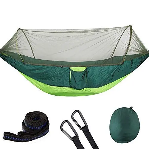 Produktbild: Zweipersonen-Camping-Hängematte-Fallschirm-Doppelhängebett aus Nylon mit 2m Seil und Metallschnalle(01)