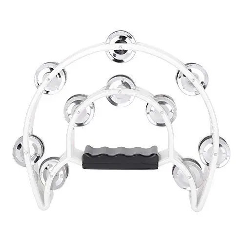 Produktbild: Zweireihiges Tamburin, Schüttelglocken, Handglocken-Tamburin mit Metallschellen, Umweltfreundliches Percussion-Musikinstrument (WHITE)