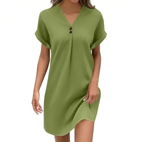 Produktbild: Zweiteiler Damen Latzrock Kleid Langarm Lang Festlich Langes Sommerkleid Curvy Sommerkleider Kurz Cocktailkleid Polokleid Ballkleider Grün L