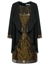 Produktbild: zweiteiliges Kleid mit Chiffonjacke Sparkle Party Bodycon Minikleid Sexy Bodycon Sparkle Shimmer Cami Kleid Gold-Schwarz L