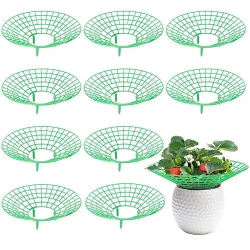 Produktbild: Zwenjuan Erdbeerstützen Ständer,10 Stück Balkon Erdbeernetze,Abnehmbares Pflanzenregal für Erdbeeren Pflanzen Erdbeeren vor Staub und Schnecken schützen,für Erdbeeren Gemüse Tomaten