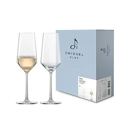 Produktbild: Zwiesel Glas Champagnerglas Pure (2-er Set), anmutige Champagnerflöten mit Moussierpunkt, spülmaschinenfeste Tritan-Kristallgläser, Made in Germany (Art.-Nr. 122734)