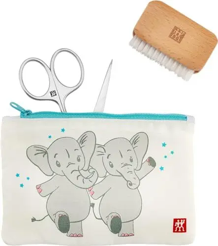 Produktbild: ZWILLING Baby und Kinder Nagelschere Set (Für Sichere Nagelpflege, 3 teilig mit Nagelfeile und Nagelbürste, Geschenkset), Premium, Weiß