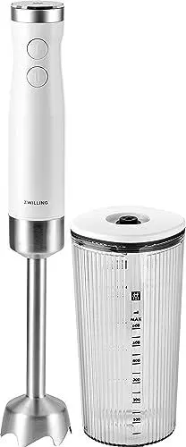 Produktbild: ZWILLING ENFINIGY Stabmixer Edelstahl, Pürierstab & Handmixer mit Edelstahl-Winglet-Klinge und 600 ml Messbecher, Silber-Weiß