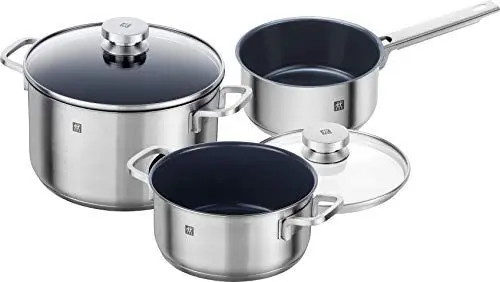 Produktbild: ZWILLING Focus Kochtopf-Set, 3-teilig, 2 Deckel, Induktionsgeeignet, Edelstahl, 3 Tlg.