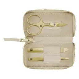 Produktbild: ZWILLING Maniküreset (3 Teilig, Echtleder Etui, Reiseset, mit Kombi Nagelschere), Premium, Gold Edition