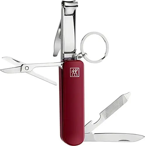Produktbild: ZWILLING Multi-Tool Maniküre und Pediküre für Unterwegs mit Schlüsselanhänger, Reisegröße aus Edelstahl, Rot, 75mm