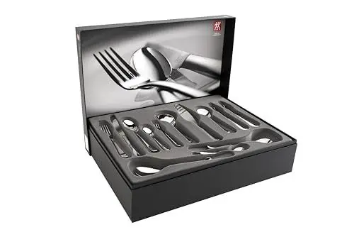 Produktbild: ZWILLING Nottingham Besteck-Set, 68-teilig, Für 12 Personen, spülmaschinengeeignet, 18/10 Edelstahl/Hochwertiger Klingenstahl, Poliert, Silber