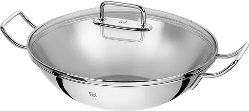 Produktbild: ZWILLING Plus Wok, Inkl. Glasdeckel und herausnehmbarer Gittereinsatz, Induktionsgeeignet, unbeschichtet, Ø 32 cm, Edelstahl, Silber