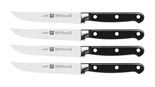 Produktbild: ZWILLING Professional S Steakmesser-Set 4-teilig, Klingenlänge 12 cm, Rostfreier Spezialstahl/Kunststoff-Griff mit Nieten, Schwarz (Made in Germany)