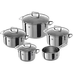 Produktbild: ZWILLING Quadro Kochtopf-Set, 5-teilig, 4 Deckel, Induktionsgeeignet, Edelstahl, Silber, 60 x 50 x 30 cm