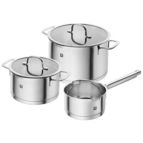 Produktbild: ZWILLING TrueFlow Kochtopfset, 3-teilig, Mit Ausgießfunktion, Induktionsgeeignet, Edelstahl, Silber, 3 Tlg.
