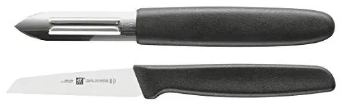 Produktbild: ZWILLING Twin Grip Gemüsemesser-Set 2-teilig (Gemüsemesser 7 cm und Schälmesser 6,5 cm), Kunststoffgriff, Schwarz