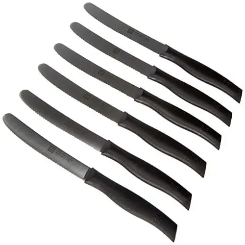 Produktbild: ZWILLING Twin Grip Messer-Set, 6-teilig, Frühstücksmesser, Klingenlänge: 12 cm, Rostfreier Spezialstahl/Kunststoff-Griff, Schwarz