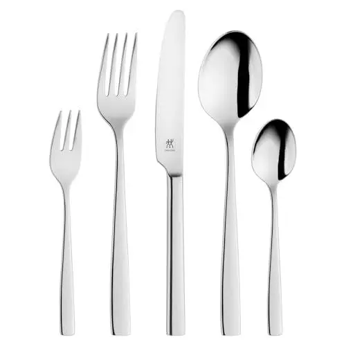 Produktbild: ZWILLING Roseland Besteck Set, 60-teilig, Für 12 Personen, 18/10 Edelstahl/Hochwertiger Klingenstahl, Poliert, Silber (plastikfreie Verpackung)