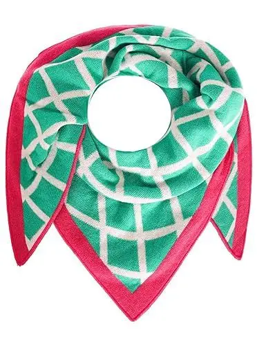 Produktbild: Zwillingsherz Dreieckstuch Stola Schal mit Kaschmir und Wolle für Damen Mädchen Jungen Kinder - Hochwertiges Cashmere Halstuch im Karo Muster Motiv - Damenschal für Sommer Herbst Winter