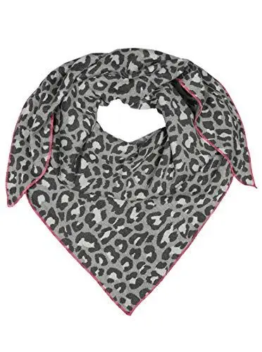 Produktbild: Zwillingsherz Dreieckstuch aus Baumwolle - Hochwertiger Schal mit Leo Design für Damen - Uni - XXL Hals-Tuch und Damenschal - Strick-Waren - für Herbst Frühjahr Sommer grau pink
