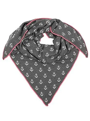 Produktbild: Zwillingsherz Dreieckstuch mit Baumwolle - Hochwertiger Schal mit Anker Print für Damen - XXL Hals-Tuch und Damenschal - Strick-Waren - für Winter Sommer von Cashmere Dreams gra/pin