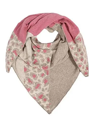 Produktbild: Zwillingsherz Dreieckstuch mit Kaschmir - Hochwertiger Schal im trendigen Leo Design für Damen - Hals-Tuch und Damenschal - Strick-Waren für Frühjahr Sommer und Winter - weiß