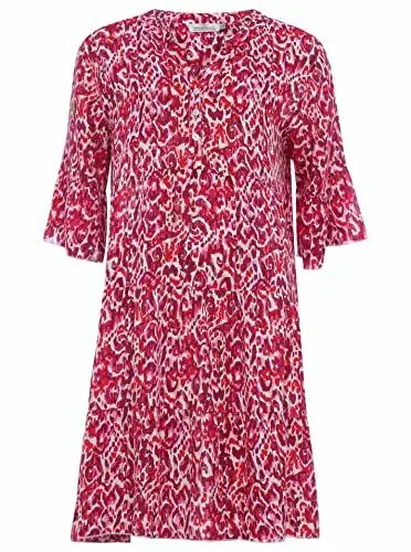 Produktbild: Zwillingsherz Freizeitkleid mit Muster – Hochwertiges Sommerkleid für Damen Frauen Mädchen mit Knopfleiste und Stehkragen - Cocktailkleid Strandkleid - Locker luftig für Frühling Sommer Herbst