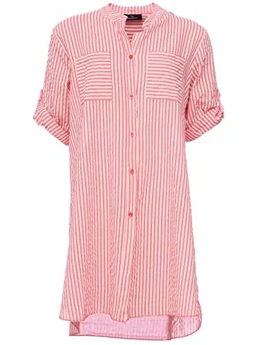Produktbild: Zwillingsherz Longbluse im Streifen Muster – Hochwertiges Sommerkleid für Damen Frauen - Abendkleid Freizeitkleid Strandkleid - Locker luftige Tunika - Perfekt für Frühling Sommer Herbst