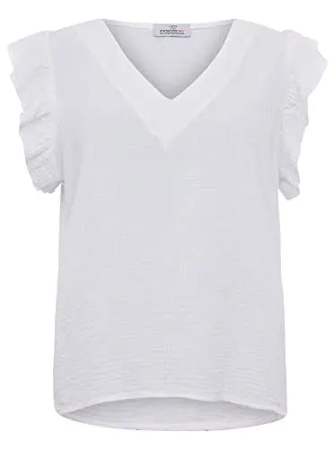 Produktbild: Zwillingsherz Musselin Bluse aus 100% Baumwolle mit V-Ausschnitt & Rüschen – Hochwertige Tunika Oberteile für Damen Frauen Mädchen - Kurzarmshirt Top Shirt - Locker luftig perfekt für Frühling Sommer