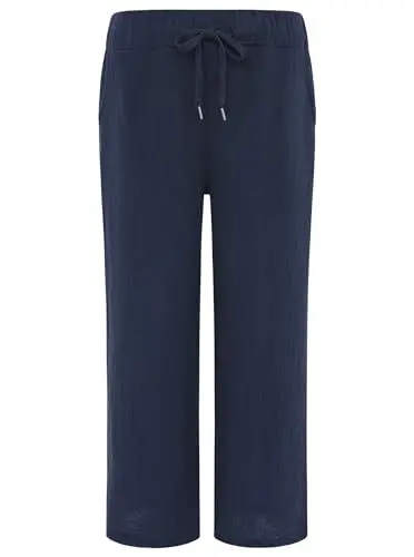 Produktbild: Zwillingsherz Musselin Hose aus 100% Baumwolle – Hochwertige Sommerhose für Damen Frauen Mädchen - Marlenehose Freizeithose Culottes - Strandhose locker luftig perfekt für Frühling Sommer