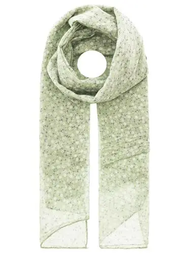 Produktbild: Zwillingsherz Seiden-Tuch im Blümchen Design - Hochwertiger Schal für Damen Mädchen - Halstuch - Umschlagstuch – weicher Schlauchschal für Frühjahr Sommer Herbst Winter - hgrün