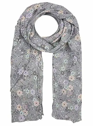Produktbild: Zwillingsherz Seiden-Tuch im Flower Muster Design - Hochwertiger Schal für Damen- luftiges Halstuch - Seidentuch/Seidenschal - weiche elegante Chiffon-Stola - Frühling Sommer Herbst Winter