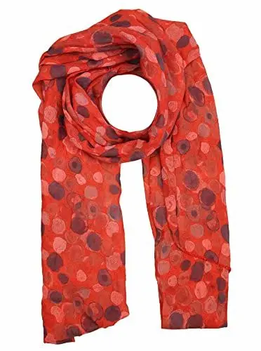 Produktbild: Zwillingsherz Seiden-Tuch im auffälligem Design - Hochwertiger Schal für Damen Mädchen - Halstuch - Umschlagstuch - weicher Schlauchschal für Frühjahr Sommer Herbst Winter - rot