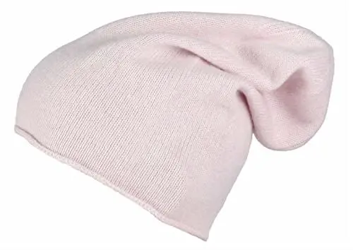 Produktbild: Zwillingsherz Slouch-Beanie-Mütze aus 100% Kaschmir - Hochwertige Strickmütze für Damen Mädchen Jungen - Hat - Unisex - One Size - warm und weich im Sommer Herbst und Winter - hell rosa