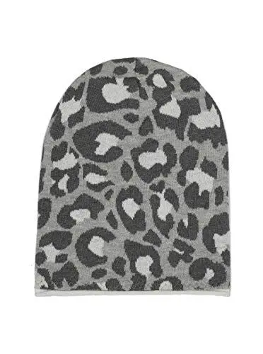 Produktbild: Zwillingsherz Slouch-Beanie-Mütze mit Baumwolle - Hochwertige Strickmütze mit Leo Design für Damen Mädchen Jungen 2020 - Hat - One Size - Frühjahr Sommer Herbst und Winter - grau