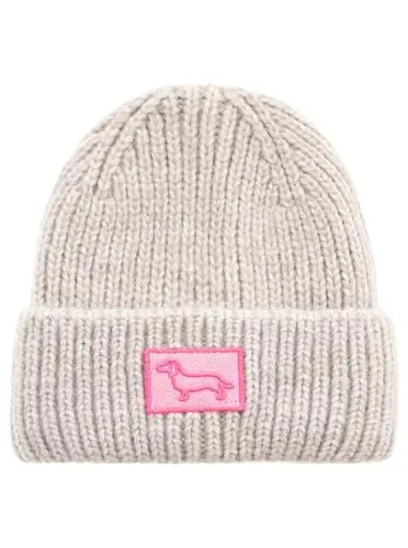 Produktbild: Zwillingsherz Slouch-Beanie-Mütze mit Wolle - Hochwertige Strickmütze mit Dackel Patch Stickerei Muster für Damen Mädchen Jungen - Hat - OneSize - warm und weich für Frühling Herbst und Winter