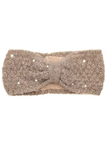 Produktbild: Zwillingsherz Stirnband mit Zopfmuster und Perlen - Hochwertiges Strick-Kopfband für Damen Frauen Mädchen - Mit Fleece - Wolle - Ohrenschutz - Haarband - warm - weich für Winter und Frühjahr