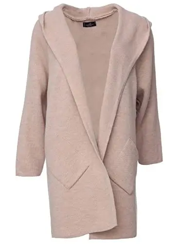 Produktbild: Zwillingsherz Strickjacke Cardigan für Damen - Hochwertiger Mantel Überwurf warm kuschelig weich mit Kapuze - Cape Umhang Strick Frühjahr Herbst Winter